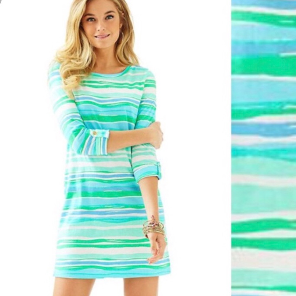 Lilly Pulitzer Linden Dress Seaspray Blu Stripe